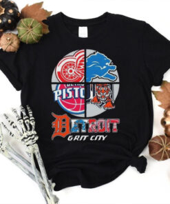 Detroit Grit City Red Wings Lions Tigers And Pistons Logo 2025 Shirt