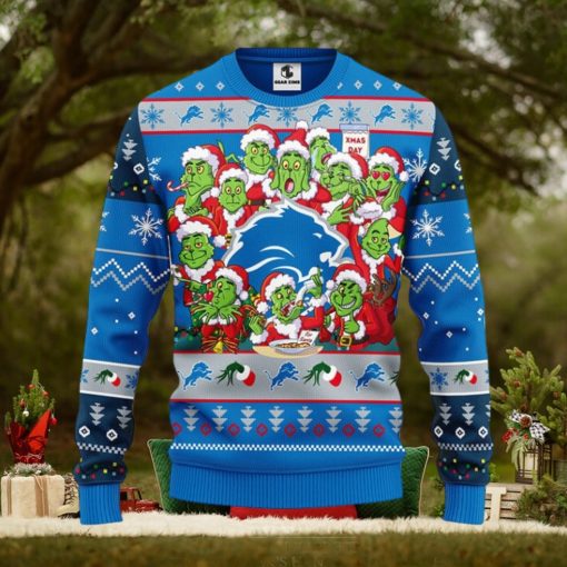 Detroit Lions 12 Grinch Xmas Day Christmas Ugly Sweater