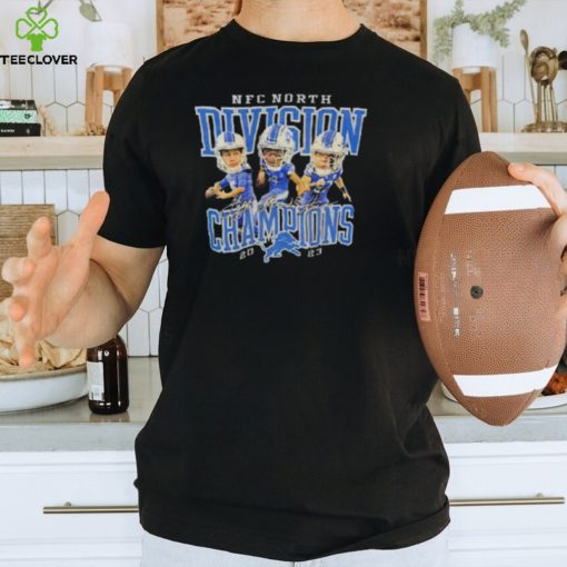 Detroit Lions 2023 NFC North Division Champions Big Head Players Signatures Essentials T Shirt