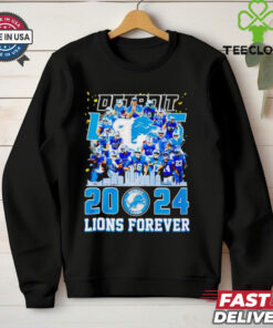 Detroit Lions 2024 Lions Forever City Skyline Shirt, featuring a sleek design with the Detroit city skyline and the Lions logo, celebrating the team's legacy and 2024 season. Perfect for fans who want to show their unwavering support for the Lions and their hometown!