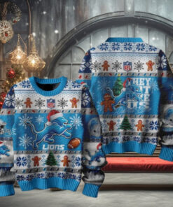 Detroit Lions 2024 They Not Like Us Lions Christmas Ugly Sweater