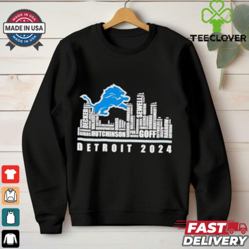 Detroit Lions 2024 name player city skyline shirt