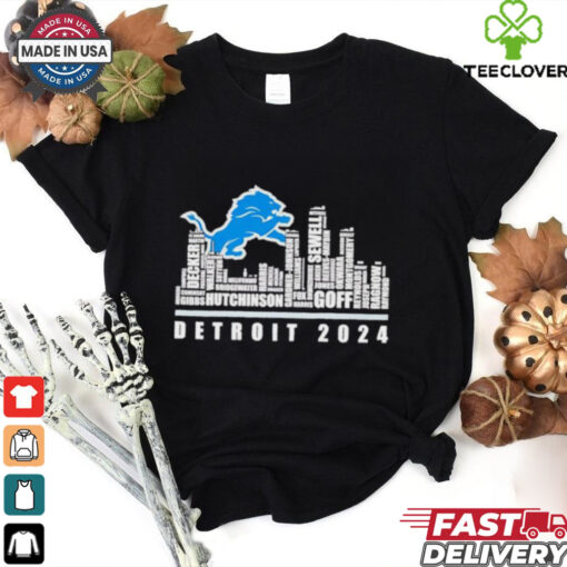 Detroit Lions 2024 name player city skyline shirt
