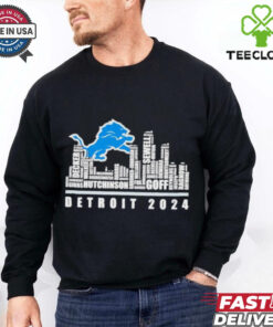 Detroit Lions 2024 name player city skyline shirt