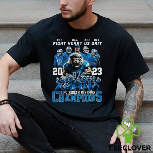 Detroit Lions All Fight All Heart All Us All Grit 2023 NFC North Division Champions T Shirt