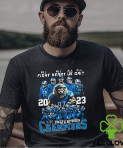 Detroit Lions All Fight All Heart All Us All Grit 2023 NFC North Division Champions T Shirt