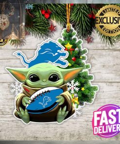 Detroit Lions Baby Yoda NFL Christmas Tree Decorations Ornament