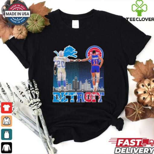 Detroit Lions Barry Sanders And Detroit Pistons Isiah Thomas Detroit City Signatures Shirt