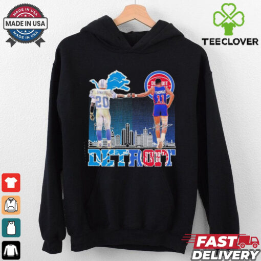 Detroit Lions Barry Sanders And Detroit Pistons Isiah Thomas Detroit City Signatures Shirt