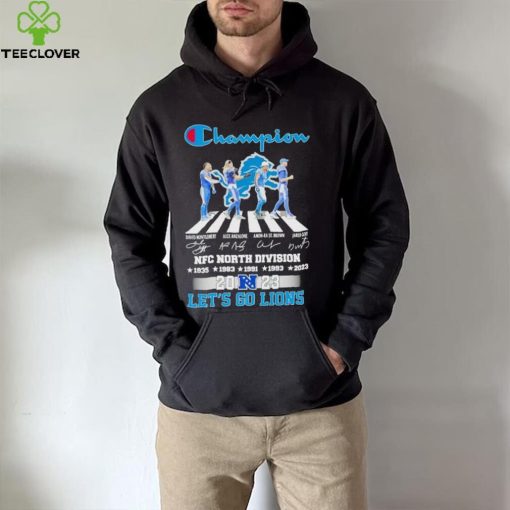 Detroit Lions Champion Abbey Road NFC North Division 2023 let’s go Lions signatures hoodie, sweater, longsleeve, shirt v-neck, t-shirt