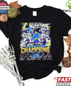 Detroit Lions Champions 2024-2025 Football Legends Signature Shirt featuring a bold design that celebrates the team’s victory and honors the football legends. Show your pride for the Detroit Lions and their legendary players with this iconic, commemorative apparel.