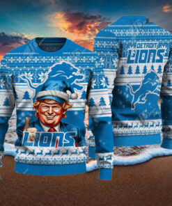 Detroit Lions Christmas Donald Trump Knitted Sweater