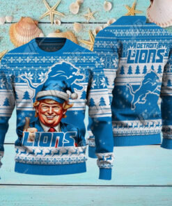 Detroit Lions Christmas Donald Trump Knitted Sweater