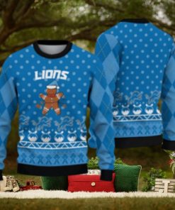 Detroit Lions Christmas Gingerbread Man Ugly Christmas Sweater Cute Christmas Gift