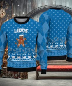 Detroit Lions Christmas Gingerbread Man Ugly Christmas Sweater Cute Christmas Gift