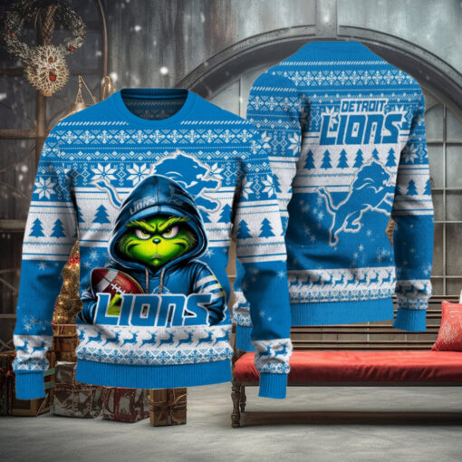 Detroit Lions Christmas Grinch Knitted Sweater
