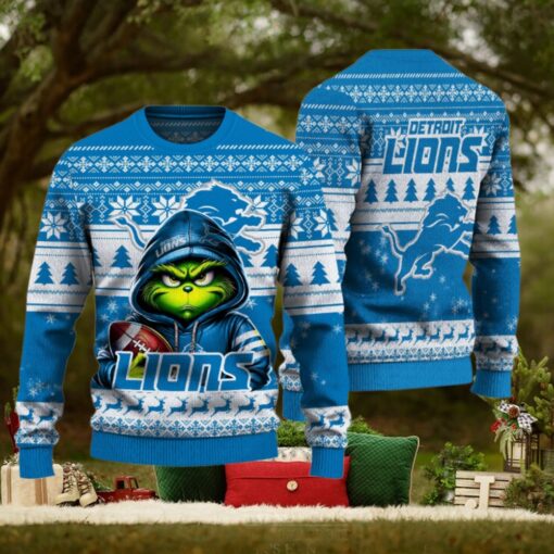 Detroit Lions Christmas Grinch Knitted Sweater