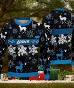 Detroit Lions Christmas Pattern Ugly Christmas Sweater Wreath AOP Gift For Fans