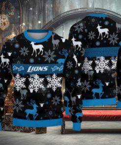 Detroit Lions Christmas Pattern Ugly Christmas Sweater Wreath AOP Gift For Fans