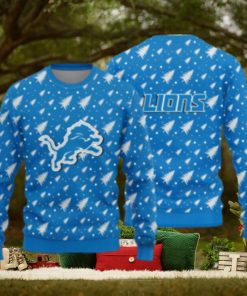 Detroit Lions Christmas Pattern Ugly Christmas Sweater Wreath AOP Gift For  Fans