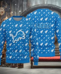 Detroit Lions Christmas Pine Tree Patterns Pattern Knitted Ugly Christmas Sweater AOP Gift For Men And Women