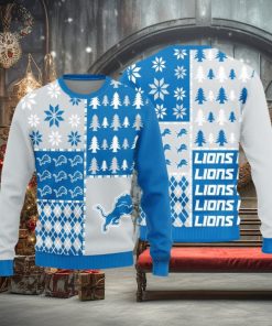 Detroit Lions Christmas Pine Trees Pattern New Style Knitted Sweater