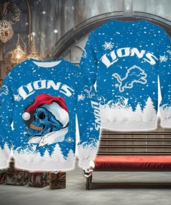 Detroit Lions Christmas Skull Snowboard Halloween Ugly Sweater For Men And Women Gift Christmas