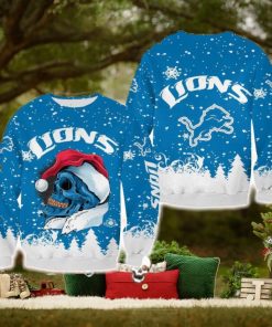 Detroit Lions Christmas Skull Snowboard Halloween Ugly Sweater For Men And Women Gift Christmas