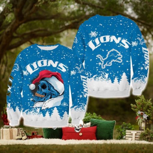 Detroit Lions Christmas Skull Snowboard Halloween Ugly Sweater For Men And Women Gift Christmas
