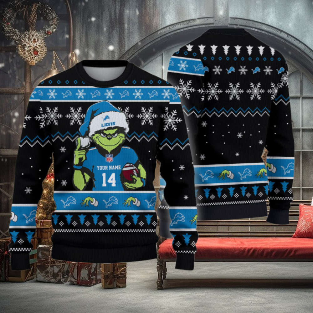 Detroit Lions Custom Chrismas Ugly Sweater Detroit Lions Custom Chrismas Ugly Sweater