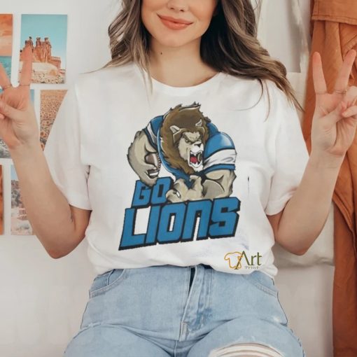 Detroit Lions Football Go Lions Mascot T Shirt