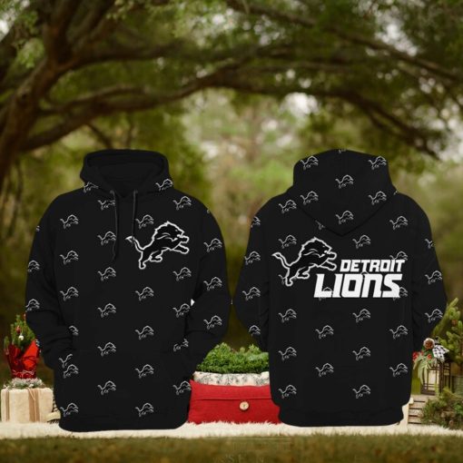 Detroit Lions Football Mascot Full Black Design 3D Hoodie