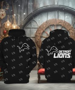 Detroit Lions Football Mascot Full Black Design 3D Hoodie