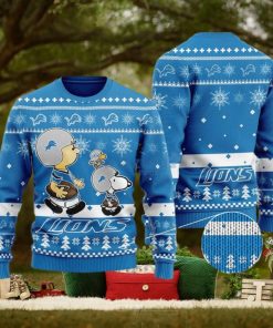 Detroit Lions Funny Charlie Brown Peanuts Snoopy Christmas AOP Sweater