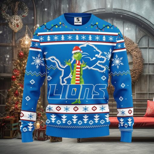 Detroit Lions Funny Grinch Christmas Ugly Sweater