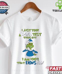 Detroit Lions Grinch Santa I just took a DNA test turns out I am 100_ that Lions fan Christmas shirt