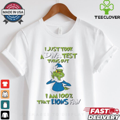 Detroit Lions Grinch Santa I just took a DNA test turns out I am 100_ that Lions fan Christmas shirt