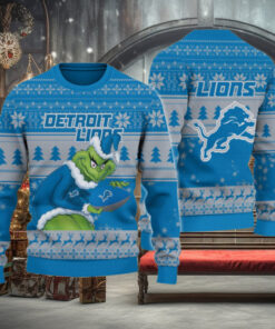 Detroit Lions Grinch Ugly Christmas Sweater