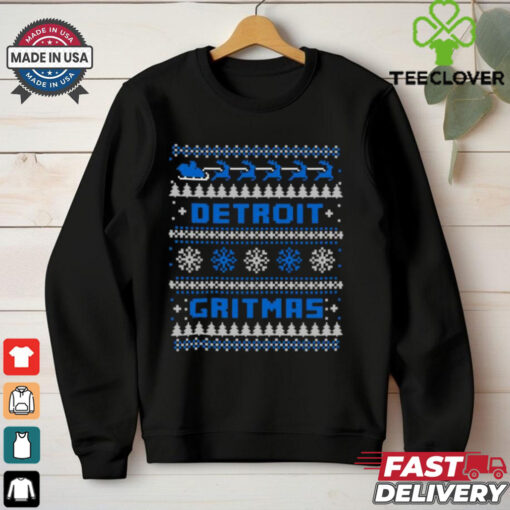 Detroit Lions Gritmas Ugly Christmas T shirts