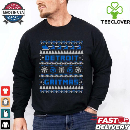 Detroit Lions Gritmas Ugly Christmas T shirts