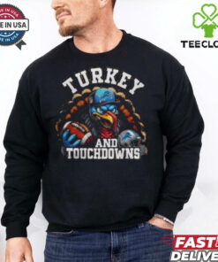 Detroit Lions Happy Thanksgiving Turkey And Touchdowns Shirt