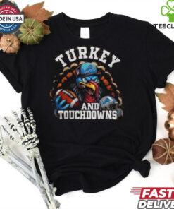 Detroit Lions Happy Thanksgiving Turkey And Touchdowns Shirt