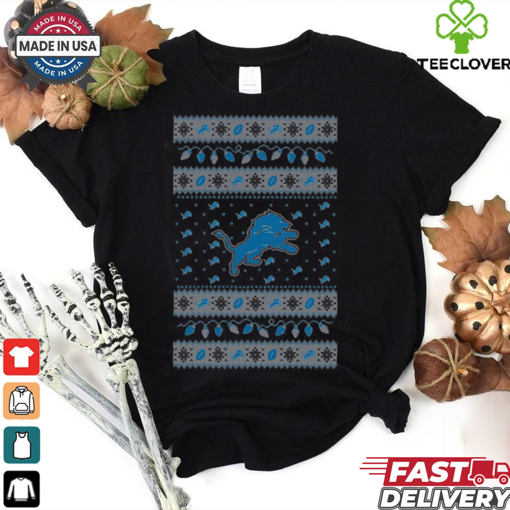 Detroit Lions Holiday Lights Sweater T Shirt Detroit Lions Holiday Lights Sweater T Shirt