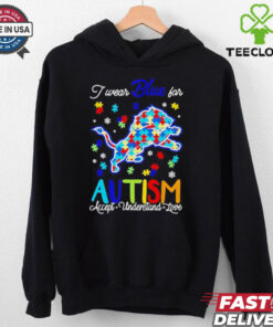 Detroit Lions I wear blue for Autism accept understand love shirt