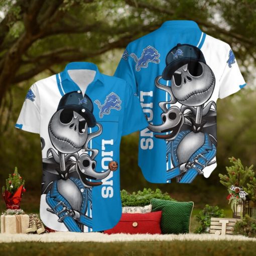 Detroit Lions Jack Skellington And Zero Hawaiian Shirt