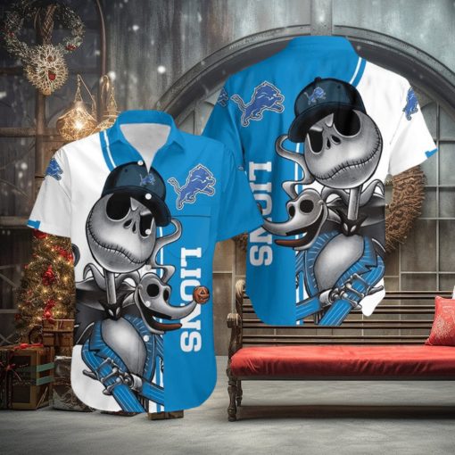 Detroit Lions Jack Skellington And Zero Hawaiian Shirt