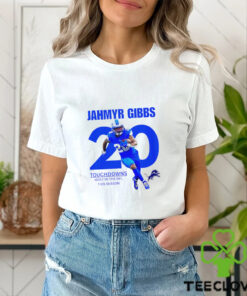 Detroit Lions Jahmyr Gibbs no.20 touchdowns most in the NFL this season shirt