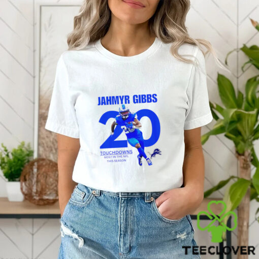 Detroit Lions Jahmyr Gibbs no.20 touchdowns most in the NFL this season shirt