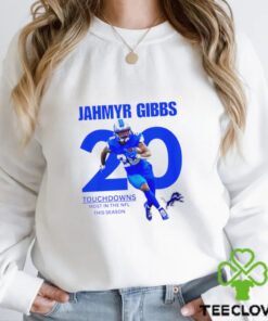 Detroit Lions Jahmyr Gibbs no.20 touchdowns most in the NFL this season shirt