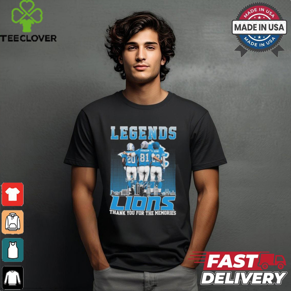 Detroit Lions Legends Sanders Johnson And Layne Thank You For The Memories Signatures Shirt Detroit Lions Legends Sanders Johnson And Layne Thank You For The Memories Signatures Shirt
